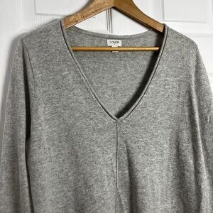 J. Crew Heather Gray Relaxed Fit V-Neck • Cotton Wool Blend